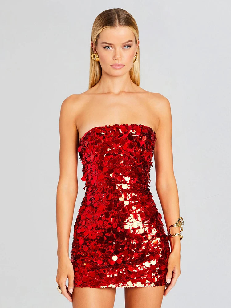 Strapless Mini Sequin Party Dress