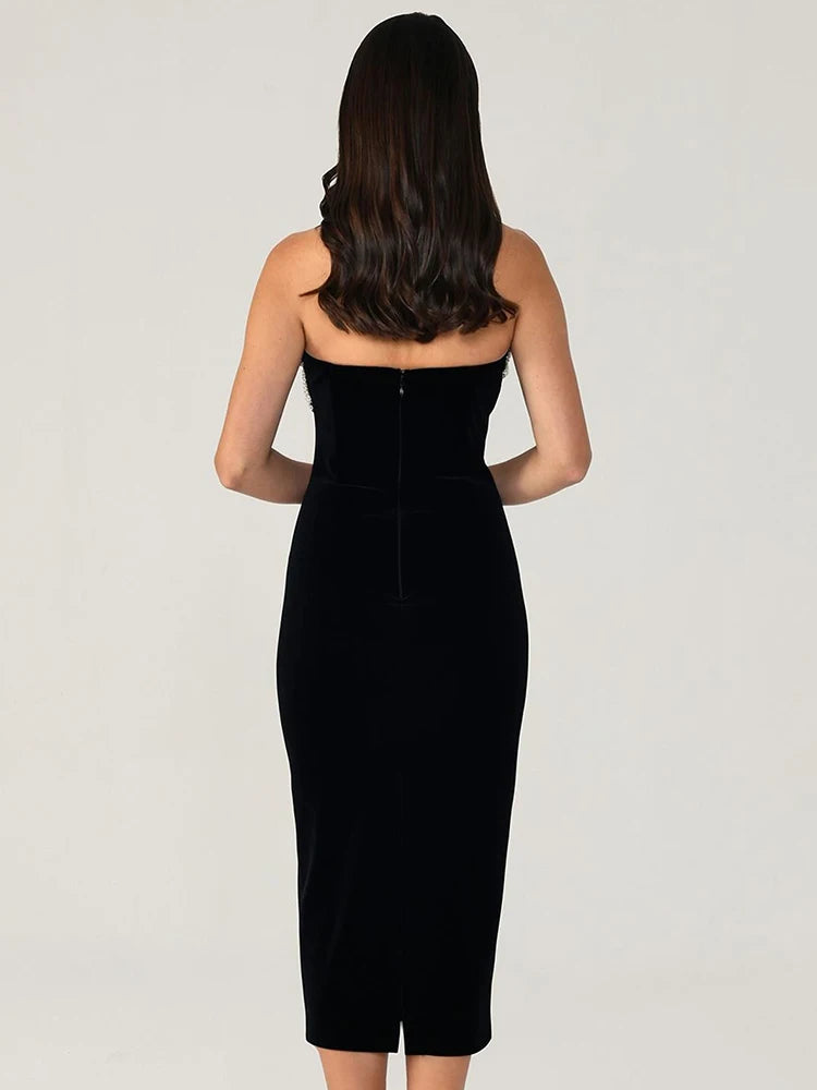 Solid Color Strapless Bodycon Party Dress