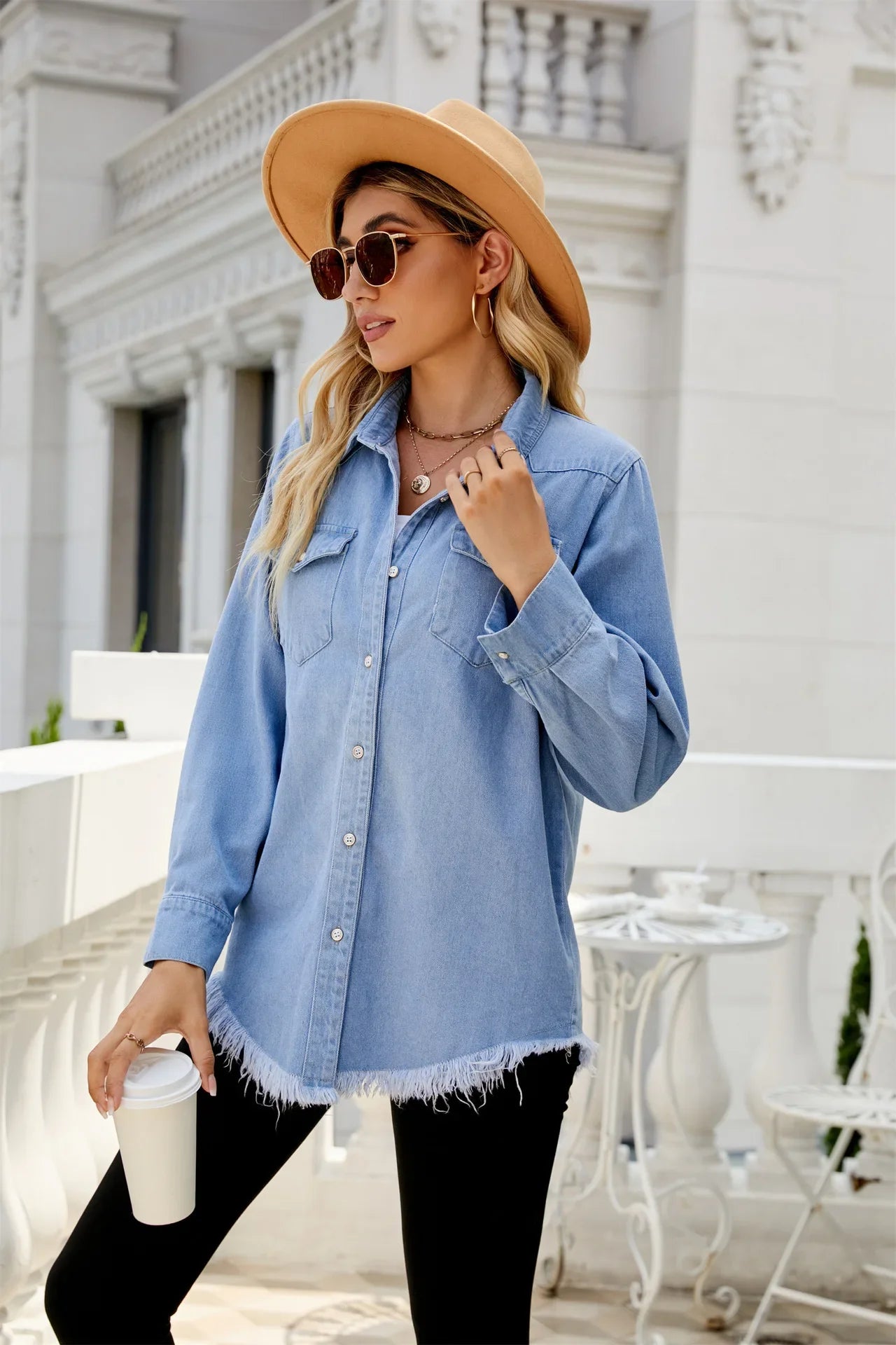 Versatile Denim Fringe Shirt European American Cross-border Best Seller Jacket