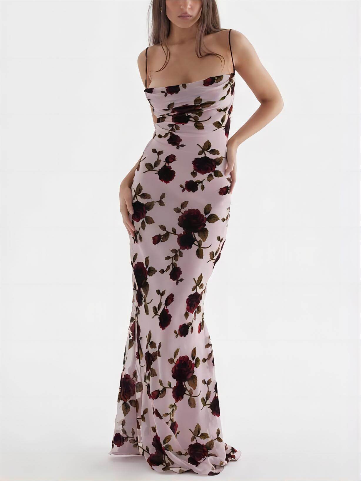 Rose Backless Stylish Maxi Dress