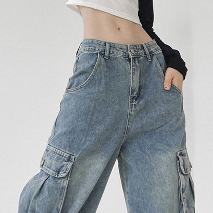 Wide Leg High Waist Straight Trousers Overalls