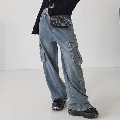 Wide Leg High Waist Straight Trousers Overalls