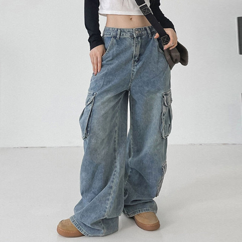 Wide Leg High Waist Straight Trousers Overalls