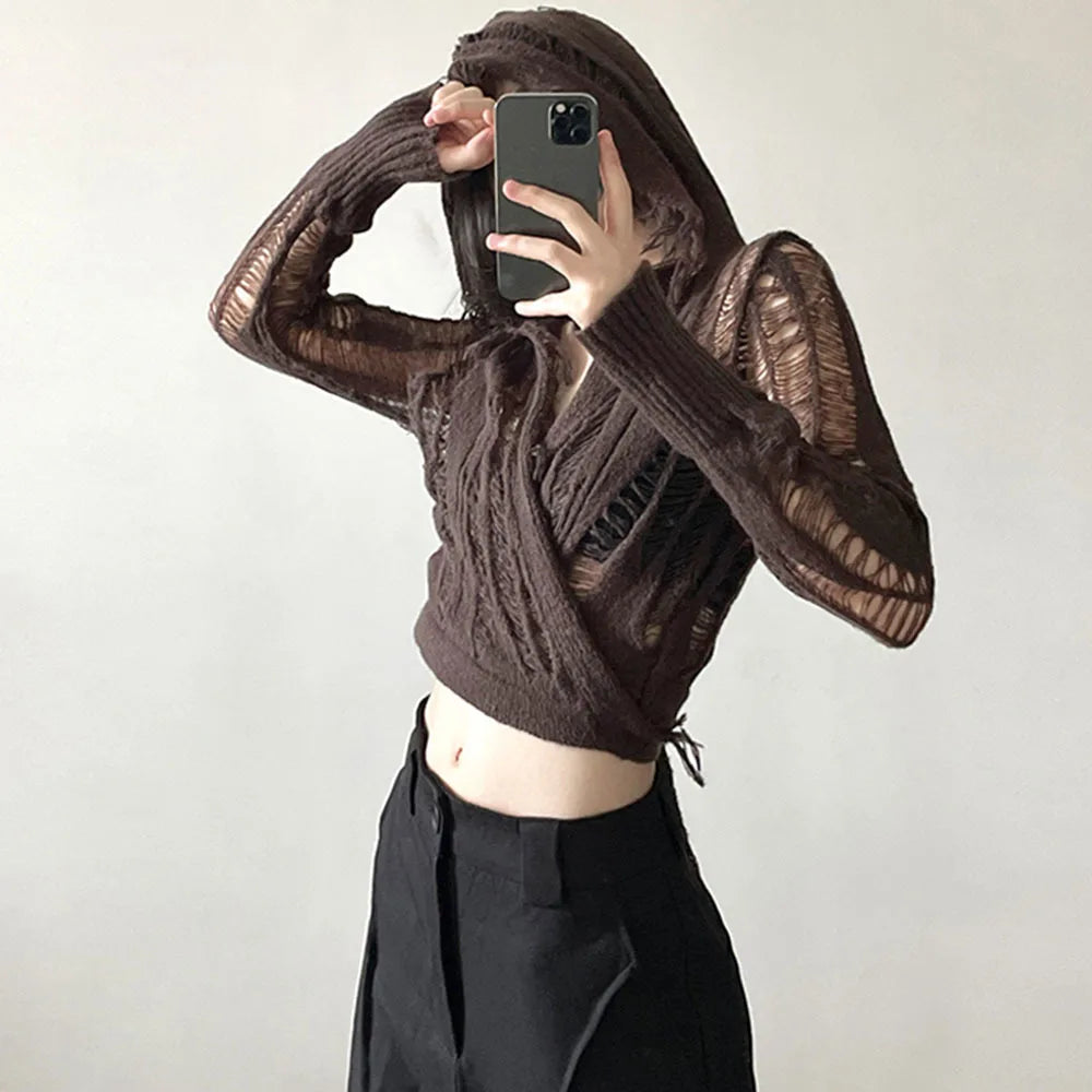 Vintage Gothic Dark Hooded Stylish Elegant Classic Trendy Unique Crop Top