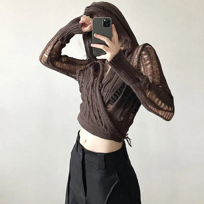 Vintage Gothic Dark Hooded Stylish Elegant Classic Trendy Unique Crop Top