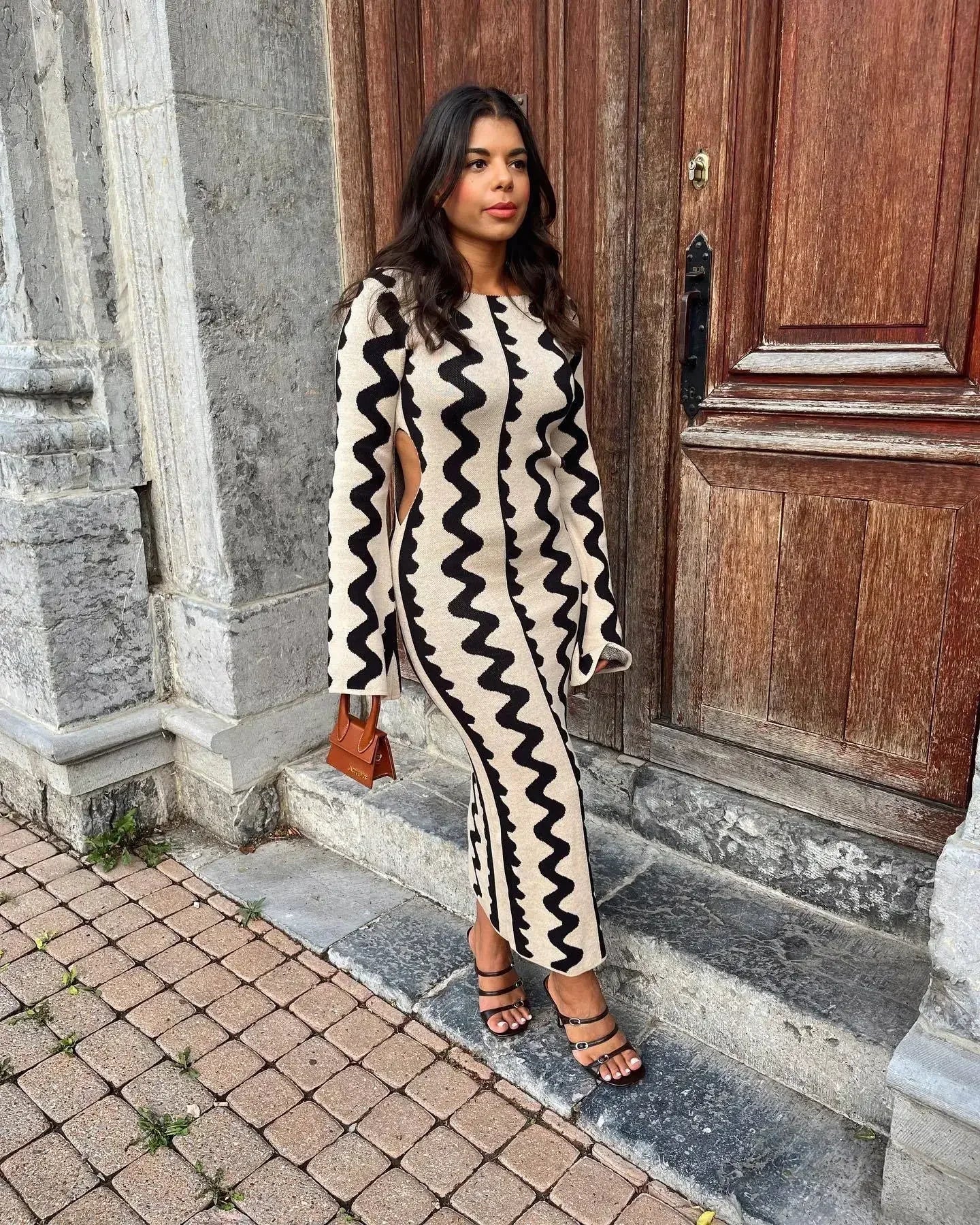 Vintage Knitted Long Sleeve Maxi Dress