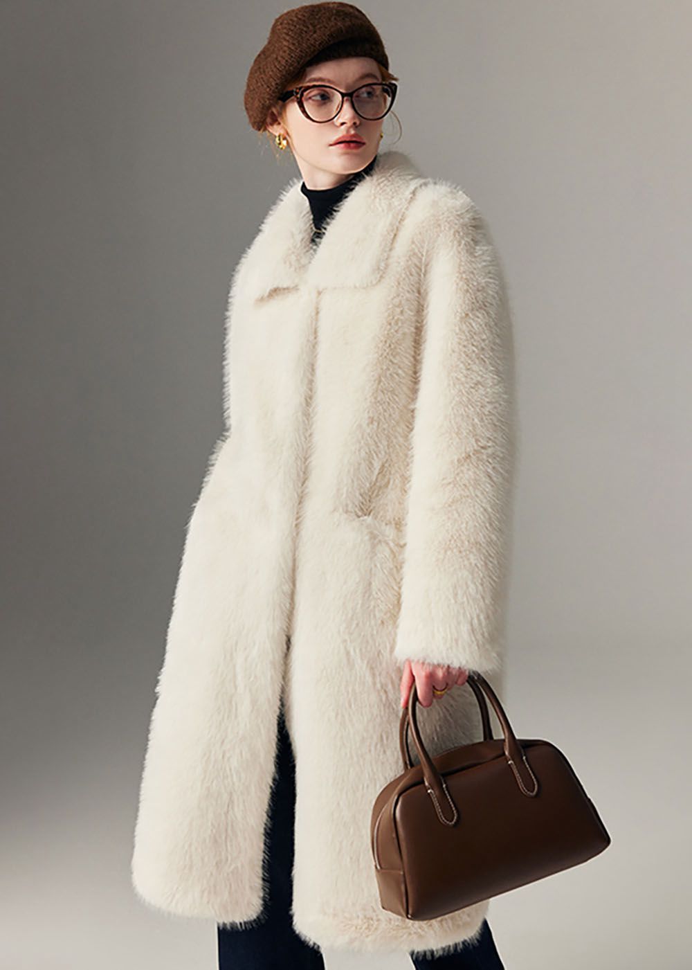 white fur coat