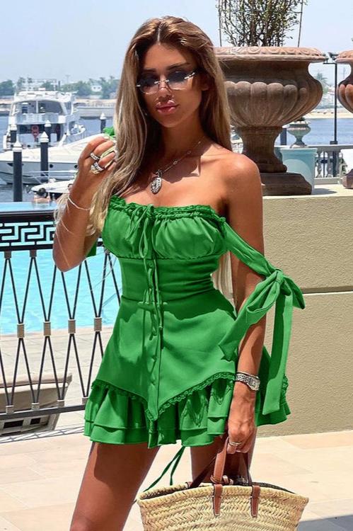 Jade Sleeveless Ruffled Sexy Mini Dress