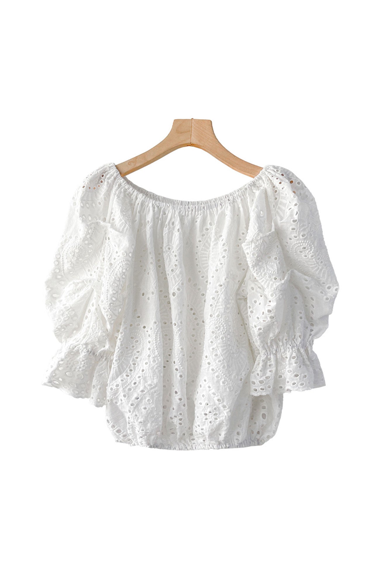 Arm Puff with Lace White Top Embroidery