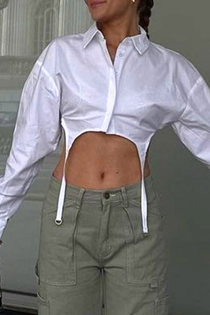 with White Cropped Blouse Irregular Design