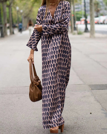 V-neck Polka Dot Print Dress