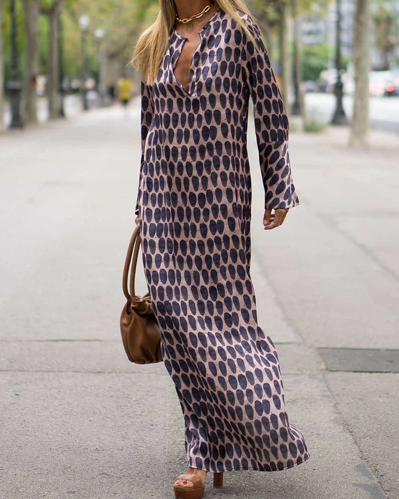 V-neck Polka Dot Print Dress