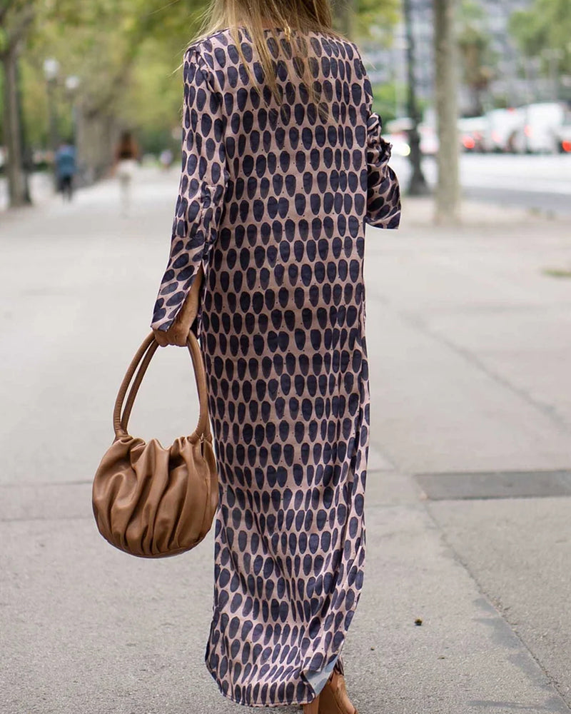 V-neck Polka Dot Print Dress