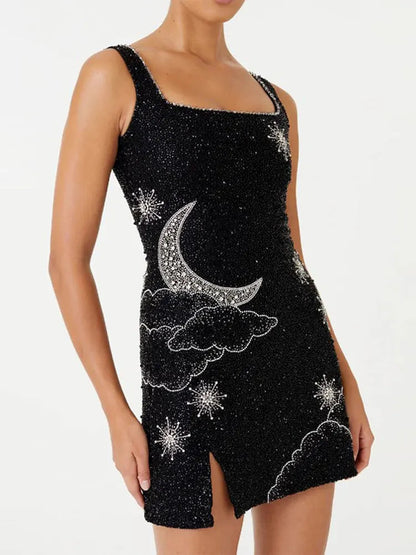 Sequins Sleeveless A-line Vestidos Mini Dress