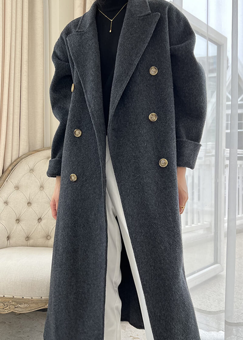 black wool long coat