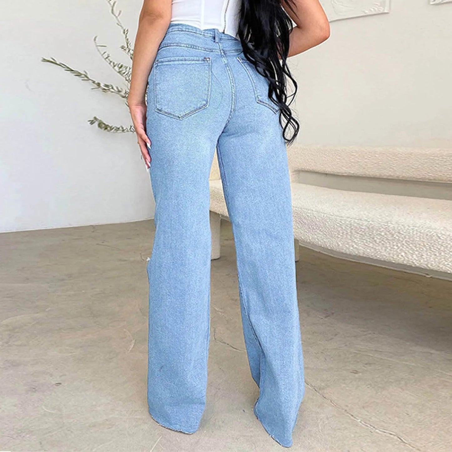 Ripped High-Waisted Stretchy Jeans