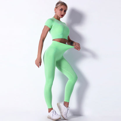 Women Seamless Sports Fitness  Tracksuit Running Leggings