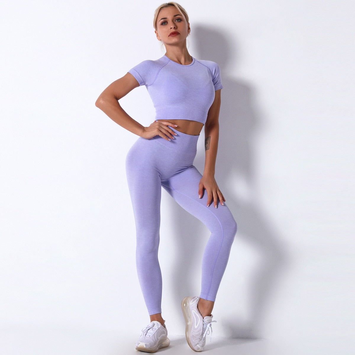 Women Seamless Sports Fitness  Tracksuit Running Leggings