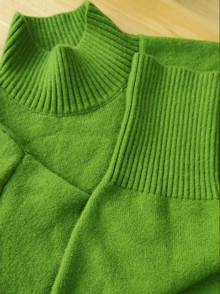 Thick Warm Oversized Casual Autumn Winter Knitted Green Christmas Sweater