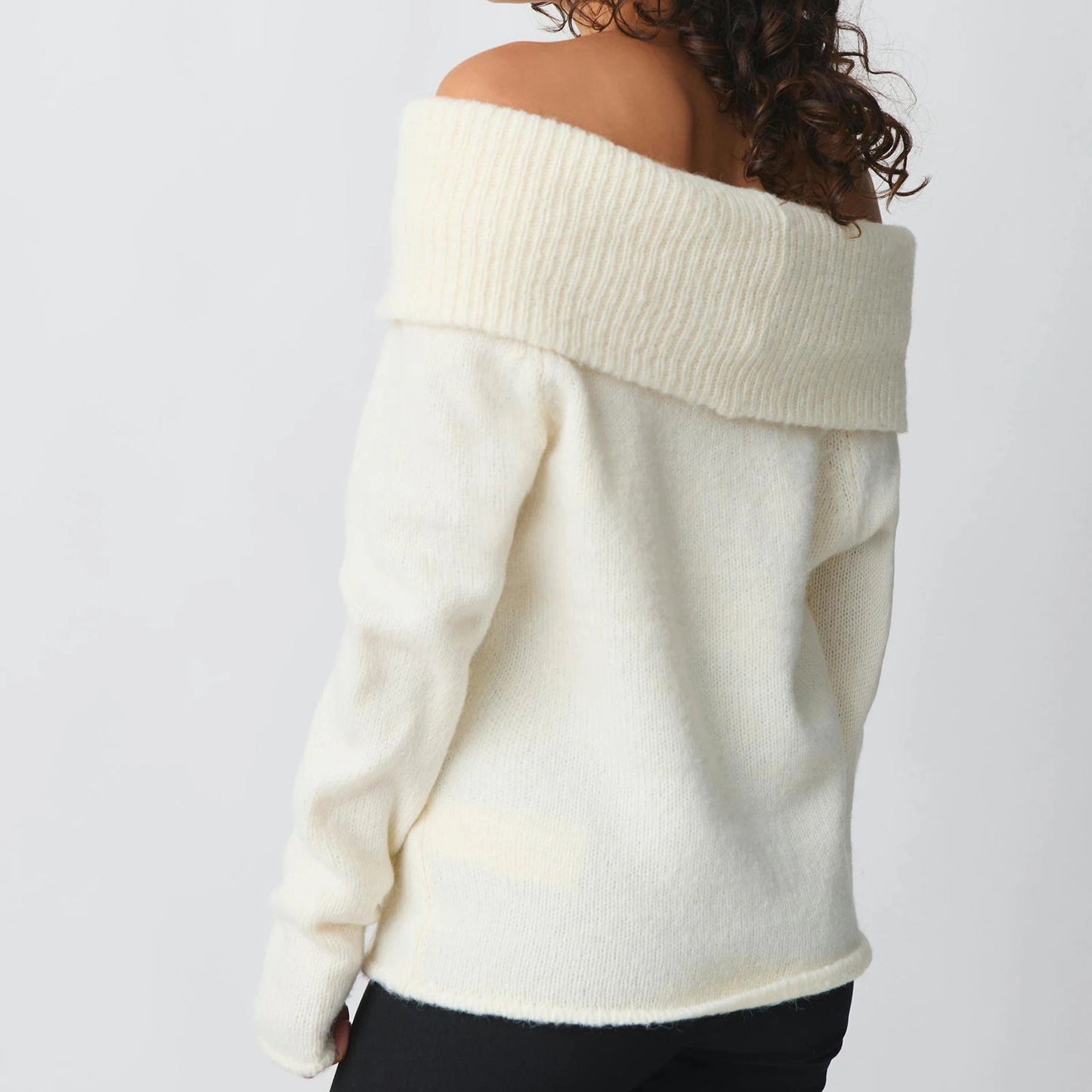 Off Shoulder Cropped Trendy Slouchy Knit Pullover Top