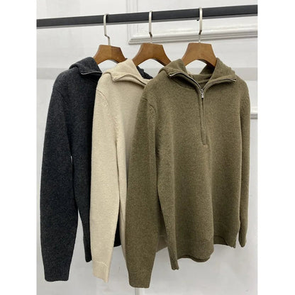 Woolen Cozy Casual Solid Warm Long Sleeve Autumnal Stylish Sweater