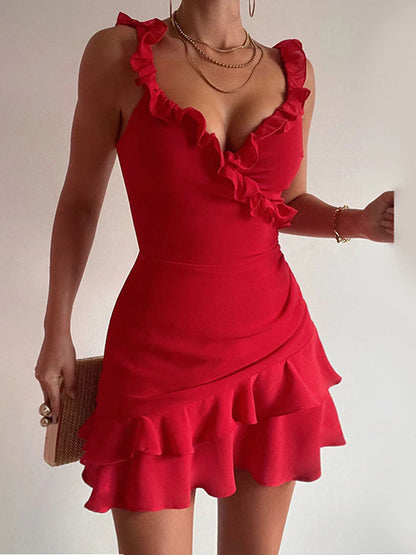 Leah Ruffled Strapless Mini Dress