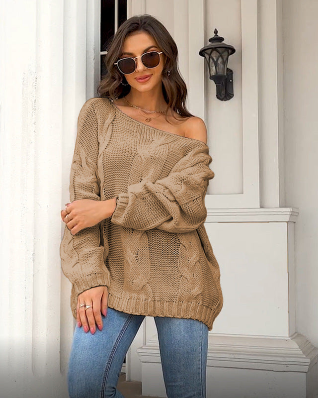 sweater style neck and knitted European Women's loose - round - American pullover