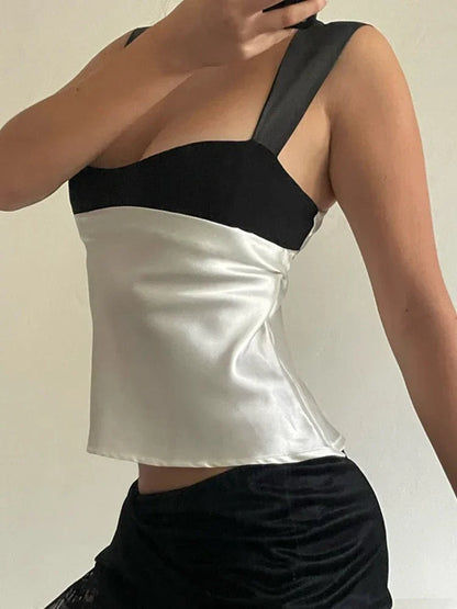 Satin Plunge Crop Top Mini Dress