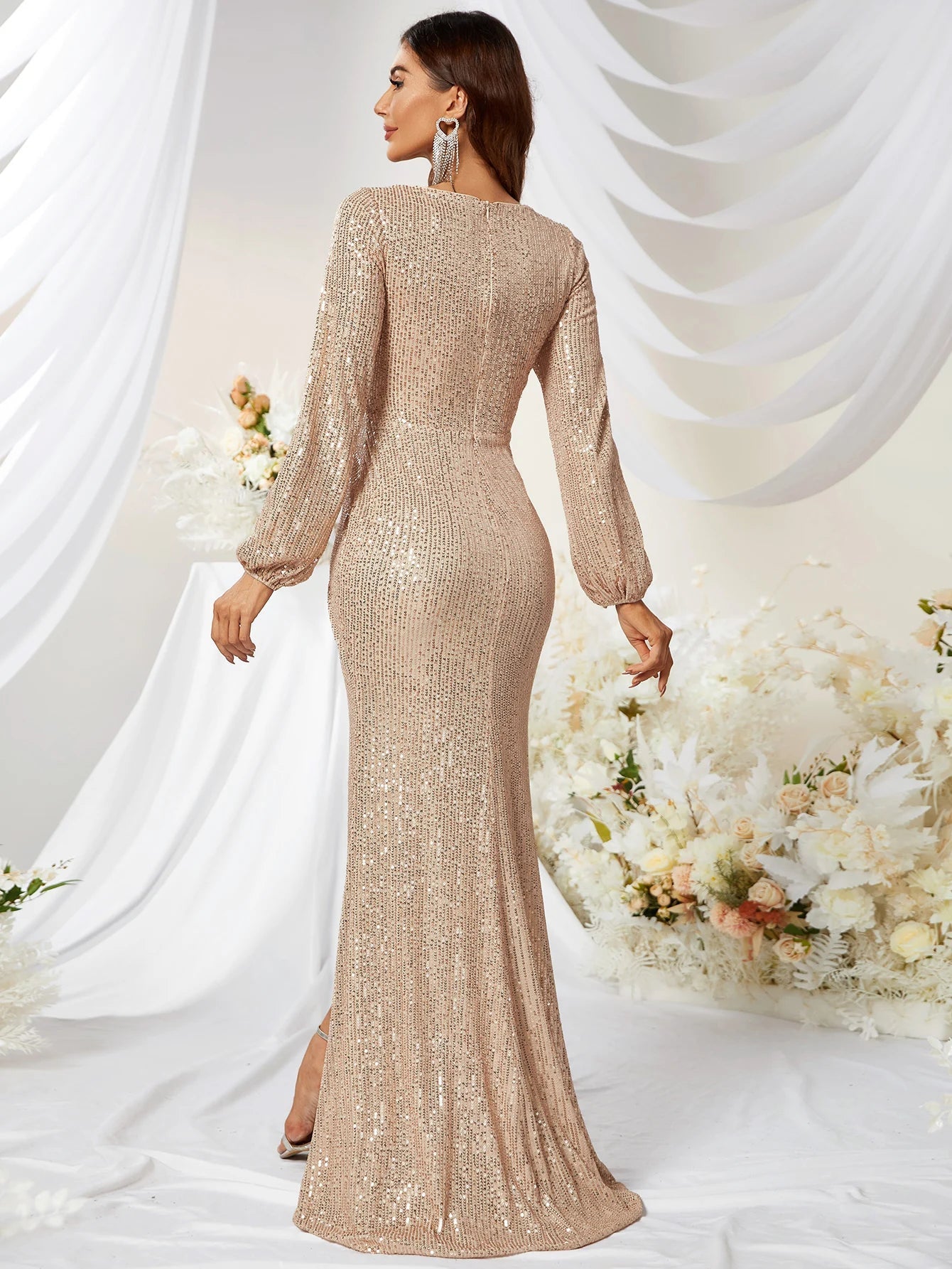 Sequin Surplice Party Dress