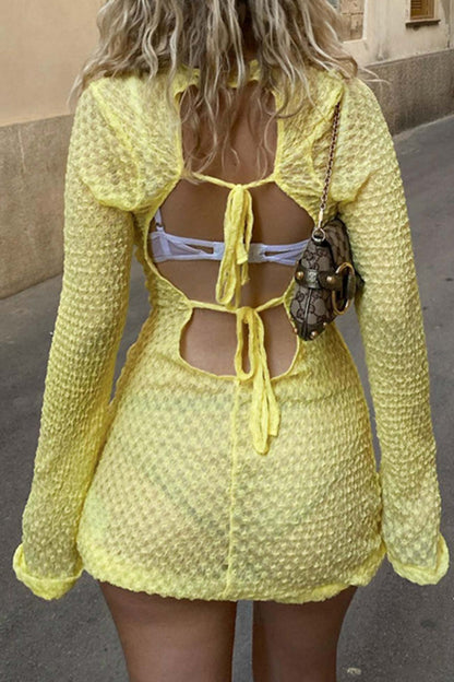 Yellow Tie-back Pack Hip Dress