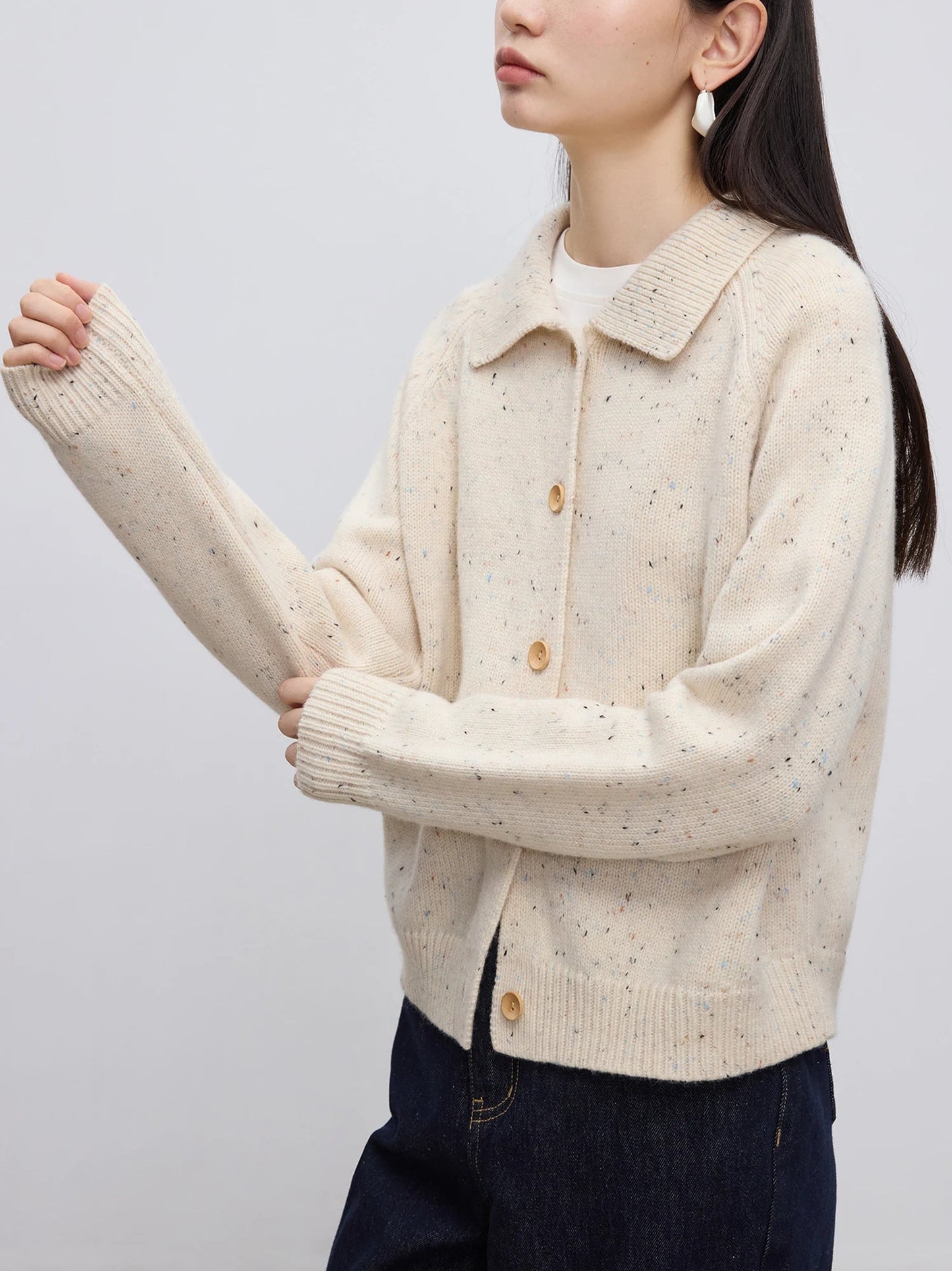 Petite Retro Lapel Knit Cardigan for Early Autumn Red Christmas Sweater