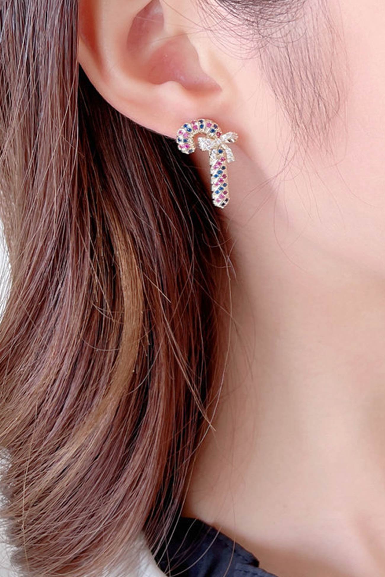 with Earrings Cane Bow Zircon