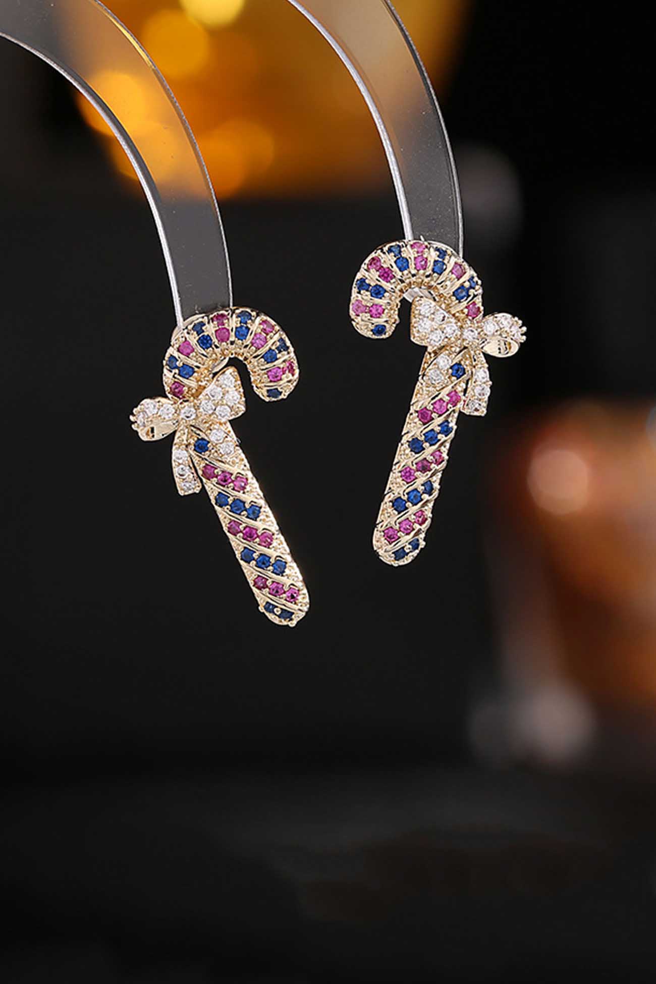 with Earrings Cane Bow Zircon