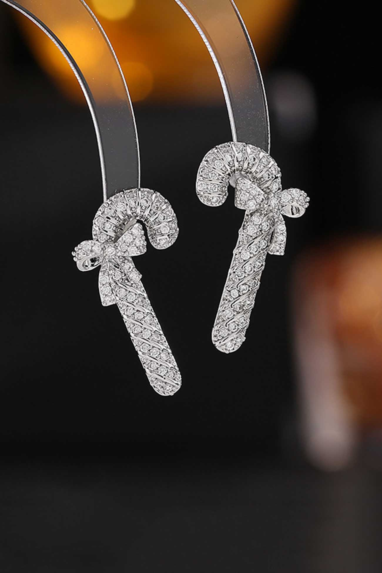 with Earrings Cane Bow Zircon