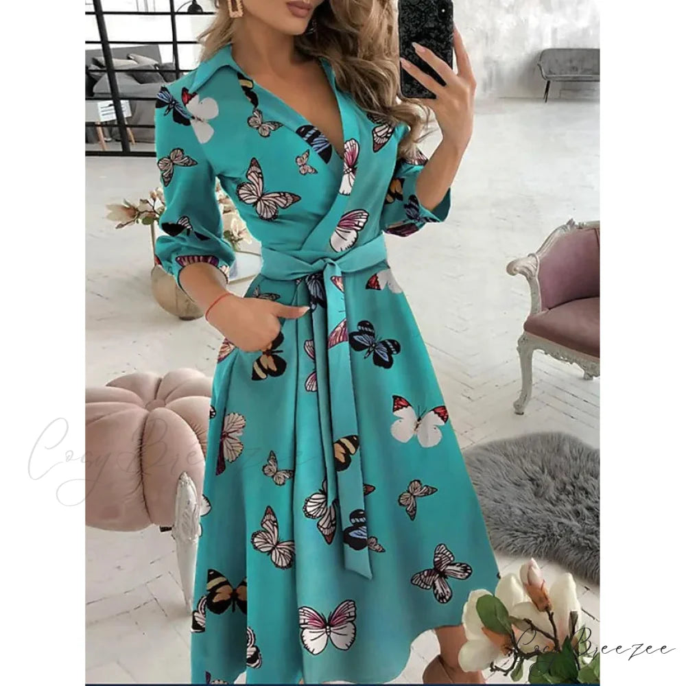 A Line Dress for Women Butterfly Print / S