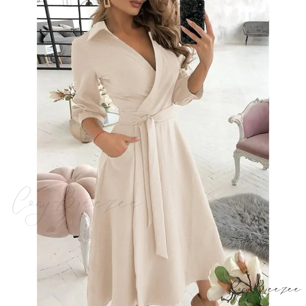 A Line Dress for Women Khaki / S