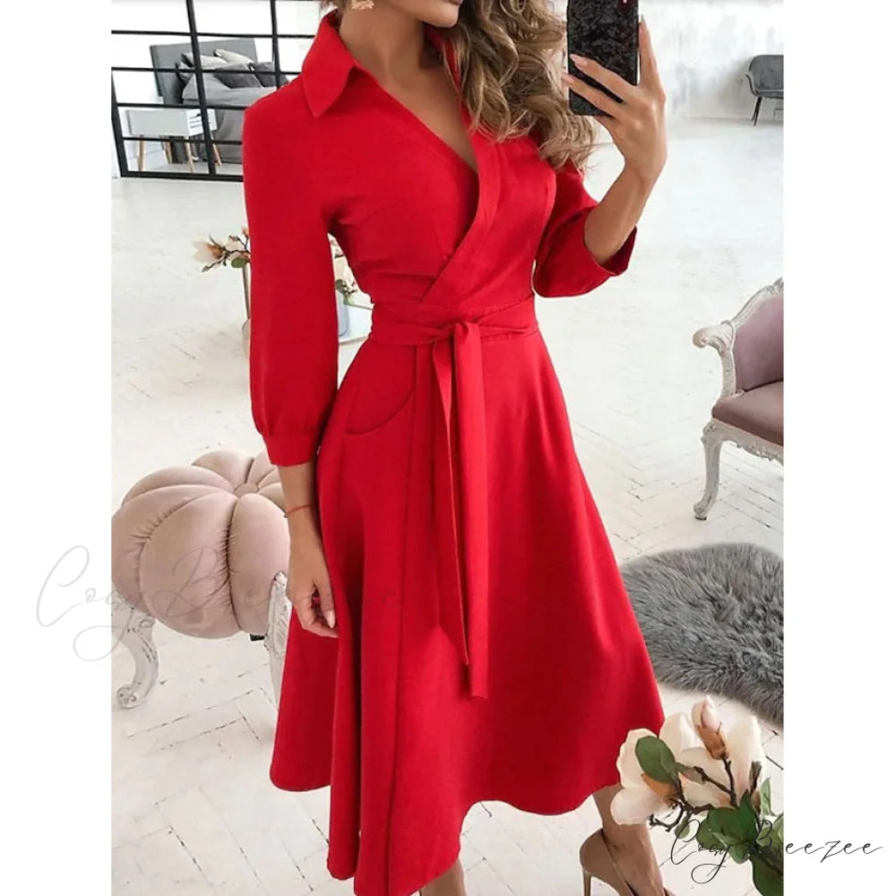 A Line Dress for Women Red / S
