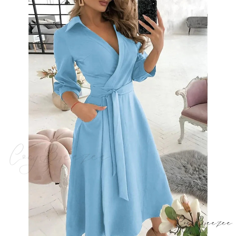 A Line Dress for Women Sky Blue / S