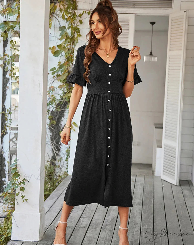 A-LINE DRESS - SOLID COLOR M / gray
