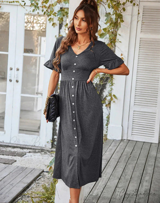 A-LINE DRESS - SOLID COLOR S / green