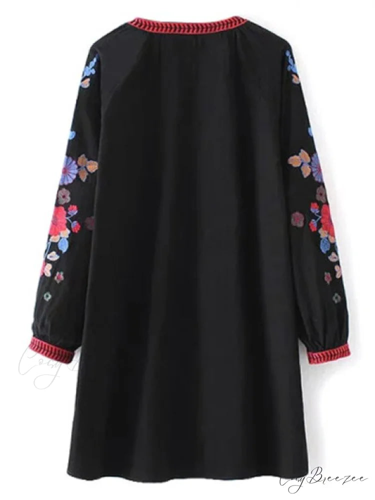 A Line Embroidered Tunic Dress