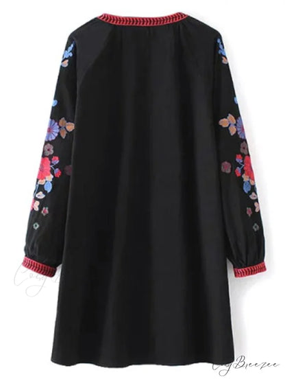A Line Embroidered Tunic Dress