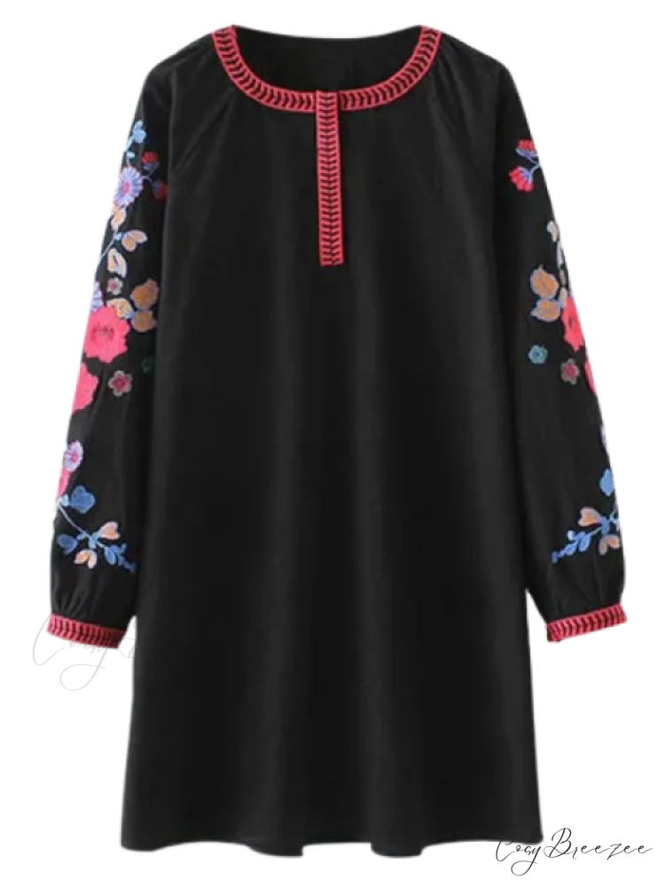 A Line Embroidered Tunic Dress