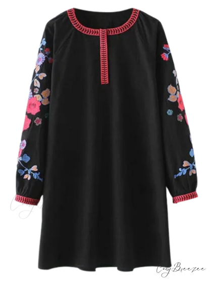 A Line Embroidered Tunic Dress