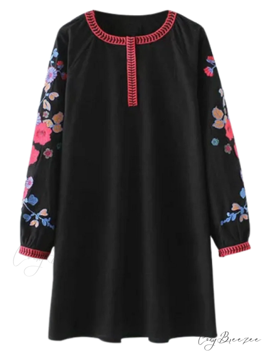 A Line Embroidered Tunic Dress