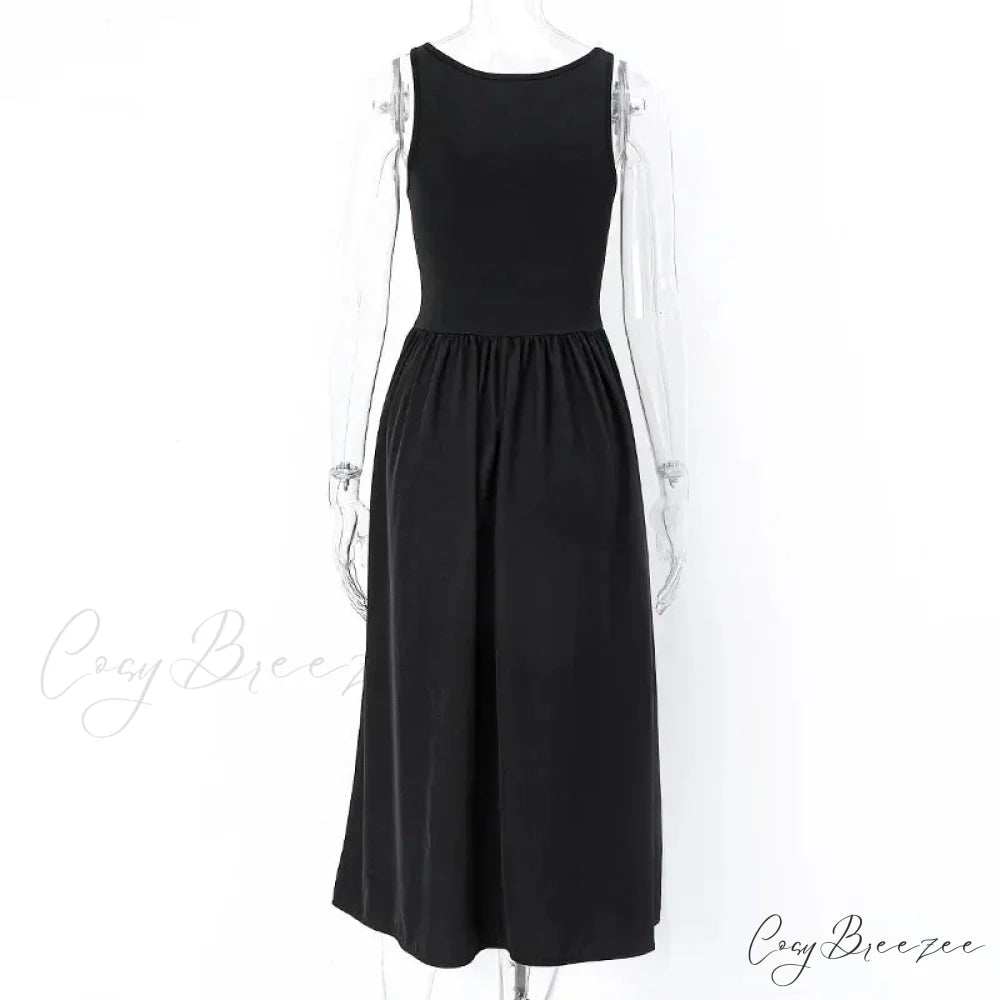 A Line Sleeveless O Neck Summer Casual Party Beach Club 2024 Midi Dress