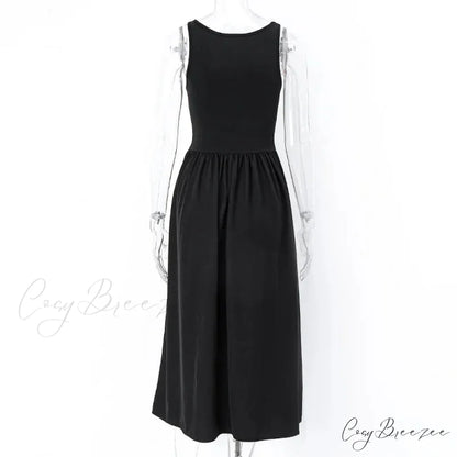 A Line Sleeveless O Neck Summer Casual Party Beach Club 2024 Midi Dress