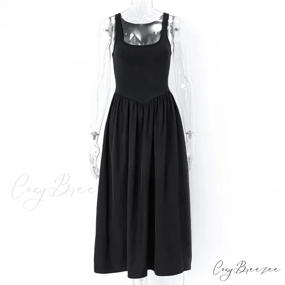 A Line Sleeveless O Neck Summer Casual Party Beach Club 2024 Midi Dress