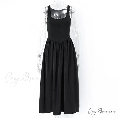 A Line Sleeveless O Neck Summer Casual Party Beach Club 2024 Midi Dress