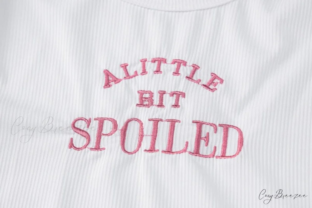 A Little Bit Spoiled Graceful White Graphic Crop Top